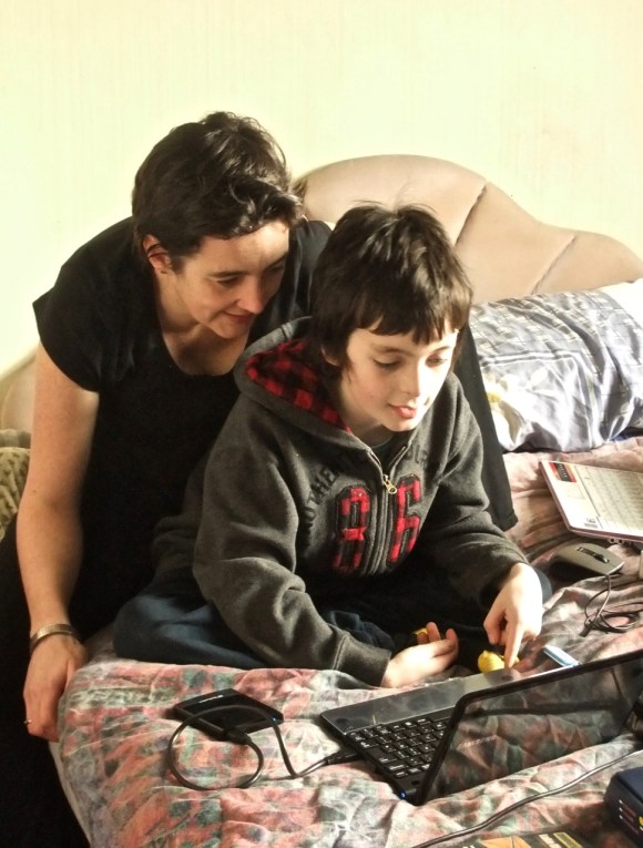 Clare and Joe and laptop, 13/3/12