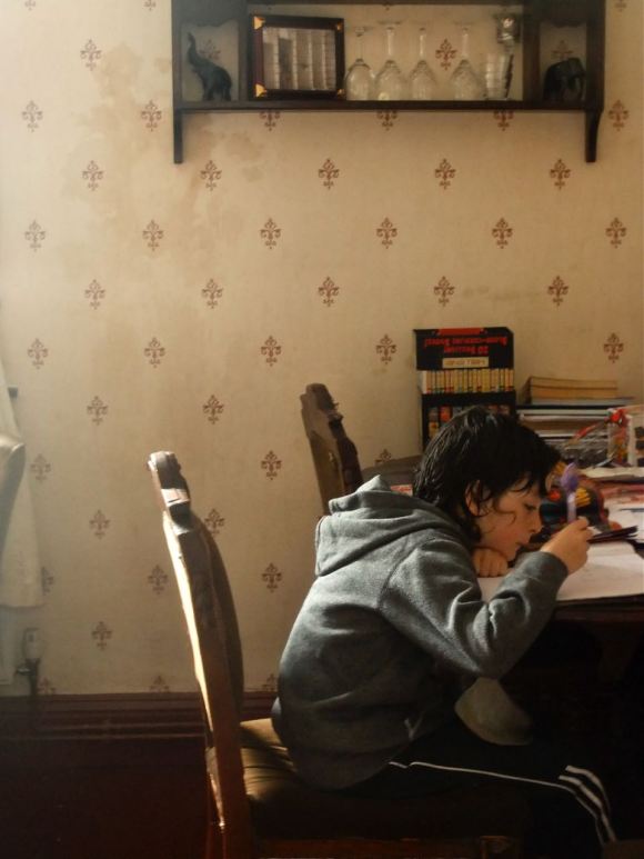 Joe doing homework, 1/7/12