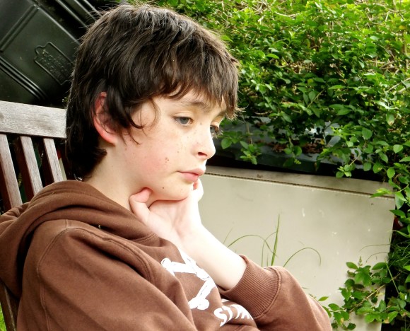 Joe in garden, 14/6/14