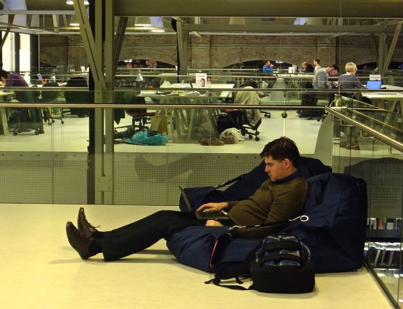 Chris in library, 5/2/15