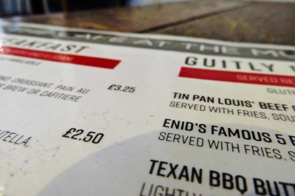 Café Muse menu, 29/6/18