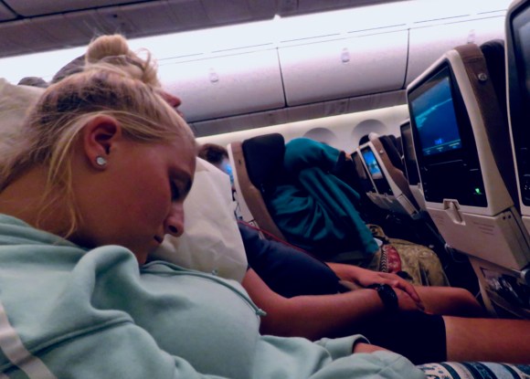 Asleep on plane, 16/4/19