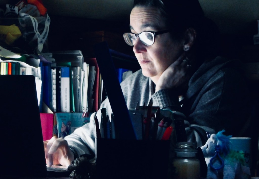 Clare at work, 14/12/23